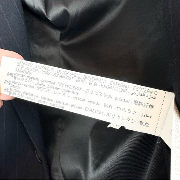 ZARA Man Navy Pinstripe Double Button Blazer Size 36 Office Preppy Formal Career - Picture 12 of 14